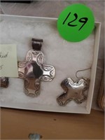 CROSS CHARM AND EARRINGS - MARKED 925