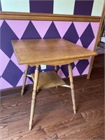 Antique Oak Square Table Side Library