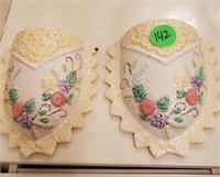 VINTAGE WALL POCKETS - ONE HAS A CHIP  8" X 7"
