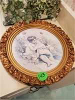 GOLD FRAMED CHERUB PICTURE AND DECOR