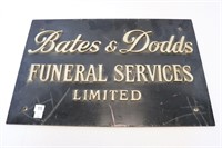 METAL BATES & DODDS FUNERAL SERVICES SIGN 21"X14"