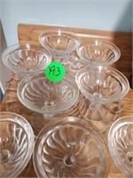 FOSTORIA SWIRL GLASS PLATER /  SHERBERT CUPS