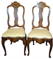 PAIR MARQUETRY SIDE CHAIRS