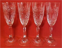 Four designer cutglass wine glasses 8"