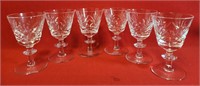 Six Designer cutglass wine glasses 4"