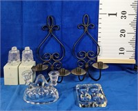 Pair of metal candle holders 13", set of