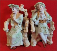 Pair Vintage Continental Bisque Porcelain Figures