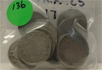 APPROX. 16 MIXED DATE LIBERTY V NICKELS