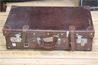 LEATHER WRAPPED SUITCASE 26"X7"X14"