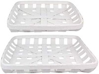 Youngs Inc Wood Basket Set of 2, White