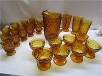 Amber Fostoria Pitcher & Various Glasses - Pick