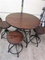 Nice Wood & Metal Table & Stool Set - Pick up only