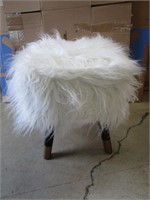 White Furry Foot Stool - Pick up only