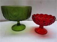 Red Moon & Stars & Green Glass Compote