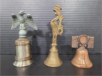 Three vintage metal bells