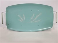 MCM tin footed and handled tray w/ wheat design