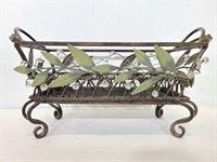 Partylite wrought iron leaf basket rectangle