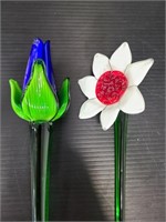 Art glass long stem flowers