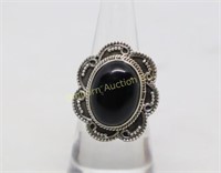 Ring: Size 7 Black Onyx, Sterling Silver