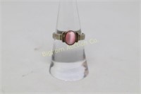 Ring Size 8 Pink Stone, Sterling Silver