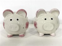 Two floral ceramic mini piggy banks