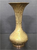 Vintage engraved brass vase