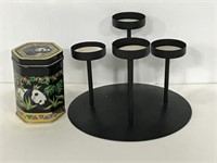 Black metal tealight candle holder & trinket box