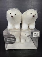 Four Polar bear glitter ornaments