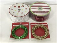Pair of decorative holiday trim w/ 2 glitter ropes