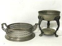 Two vintage metal dish holders