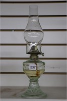 GLASS DOVE OIL LAMP WITH CHIMNEY 13"