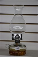 FRAMS GLASS FINGER OIL LAMP WITH CHIMNEY 12"