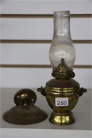 SMALL WALL MOUNT SHIPS OIL LAMP WITH CHIMNEY