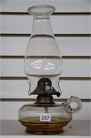 GLASS FINGER OIL LAMP WITH CHIMNEY 13"