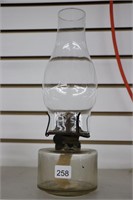 GLASS OIL LAMP WITH CHIMNEY 13"