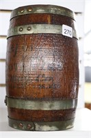 SMALL WOODEN FIG BARREL "THE MAY CO"  9"