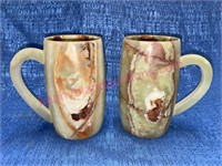 (2) alabaster mugs