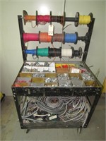 Rolling Cart w/ Electrical Hardware, Wire, Etc.