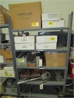 Shelving Lot - Pipe Clamps, Power Supplies,