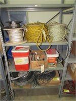 Shelving Lot - Misc. Rope, Wire, Misc. Hardware
