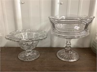 Pressed Glass Pedestal Dish, Pressed And Etched