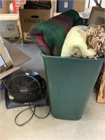 Fan, Trash Can, Blankets