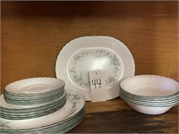 Green & White Correlle Dishes