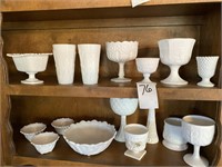 Milk Glass on 2 - Shelves