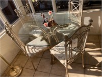 Metal Base Glass Top Table (42) & 4 Chairs