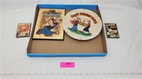 Vintage Popeye Plate, Magnets, Wall Decor