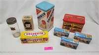 Vintage Saltine Tin, Barnum Boxes, Jar, Velveeta