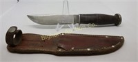 Vintage Ka-Bar Hunting Knife w/ Leather Sheath