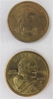 2-GOLD DOLLAR COINS*SACAGAWEA 2000*JOHN ADAMS 2007