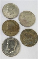 5 KENNEDY HALF DOLLARS *1971, 74, 82, 96
